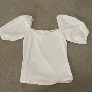 H&M white square neck puff sleeve top